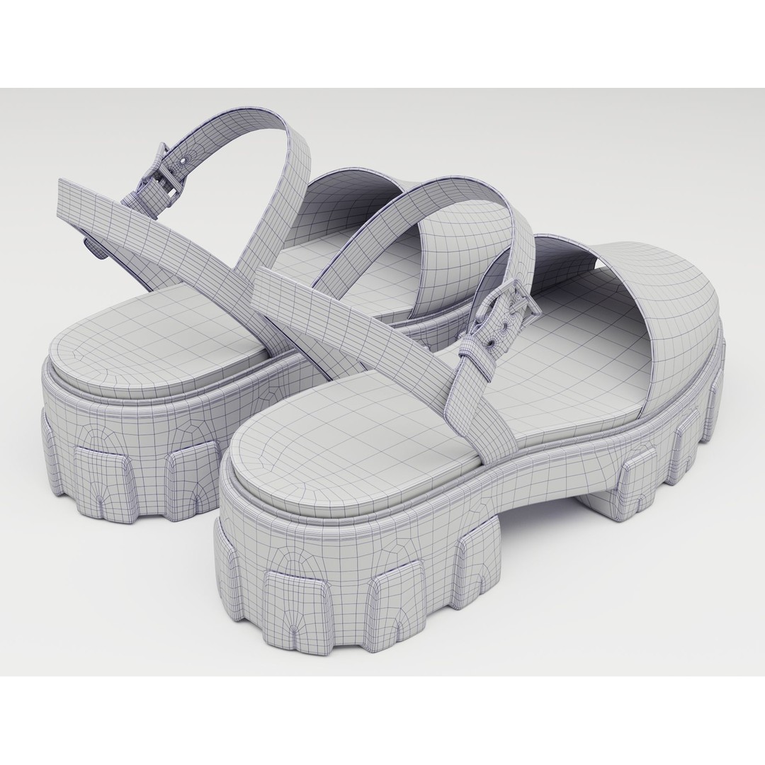 Monolith Platform Sandals 3D Model – Low Poly Game Ready Footwear, FBX - View 12