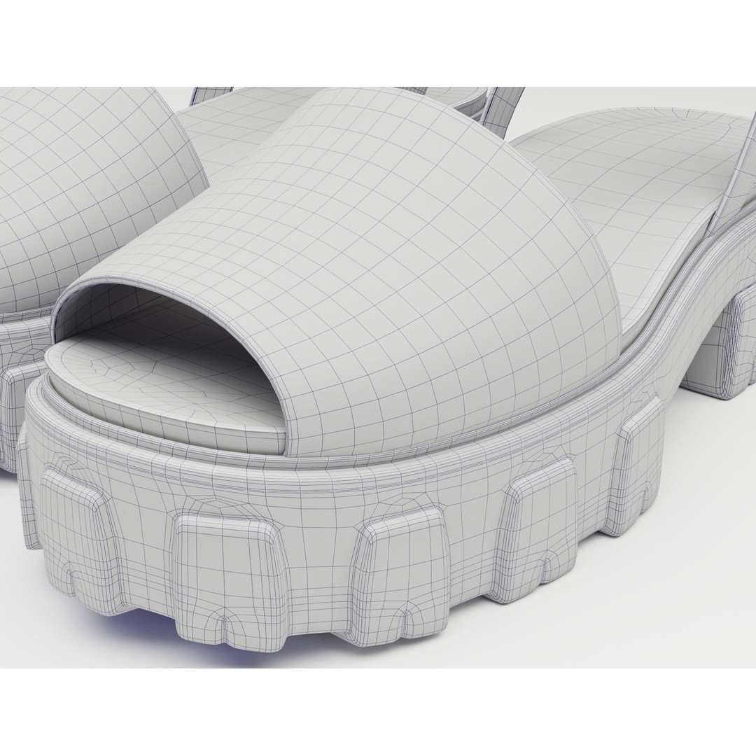 Monolith Platform Sandals 3D Model – Low Poly Game Ready Footwear, FBX - View 15