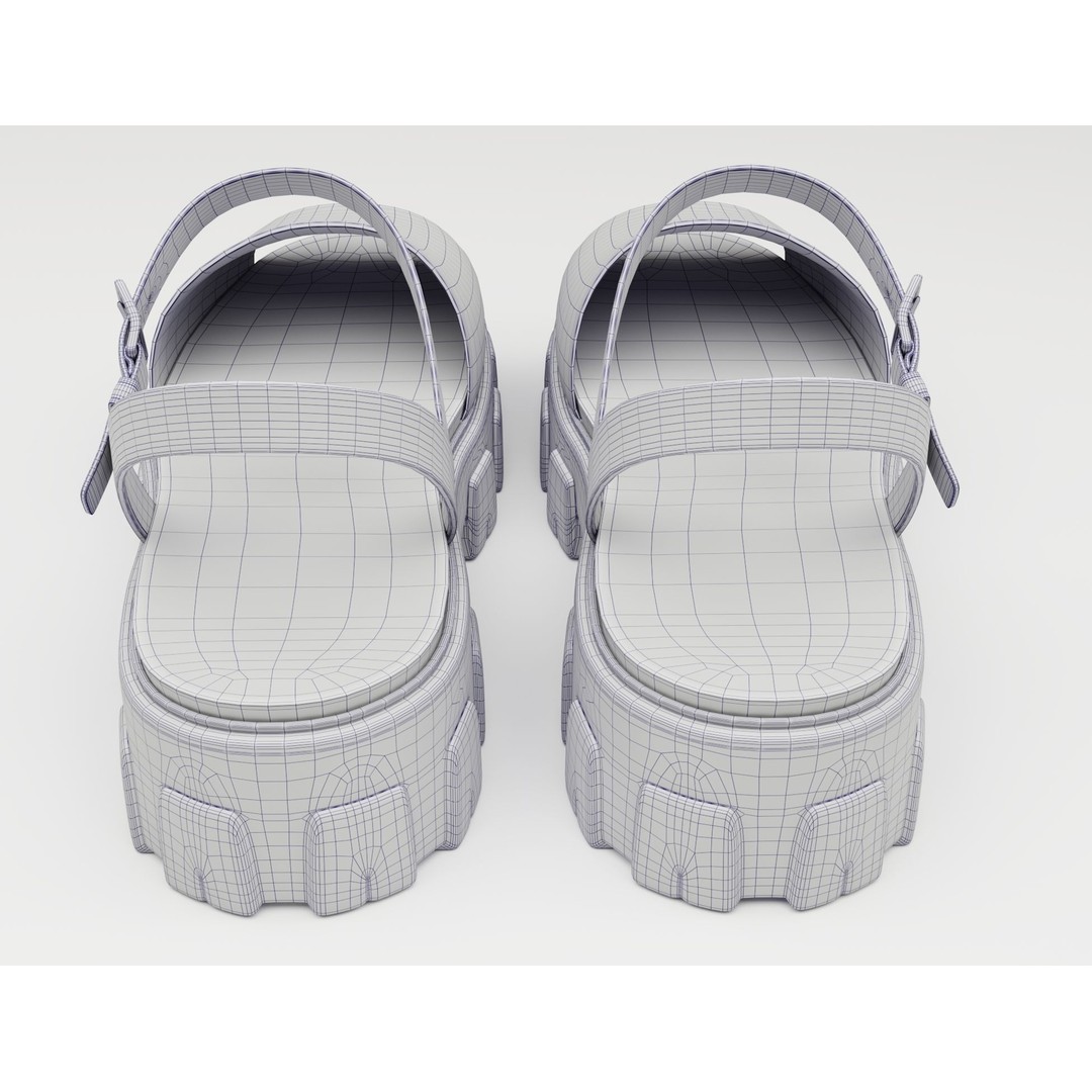 Monolith Platform Sandals 3D Model – Low Poly Game Ready Footwear, FBX - View 16