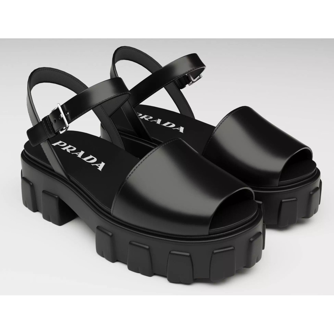 Monolith Platform Sandals 3D Model – Low Poly Game Ready Footwear, FBX - View 2