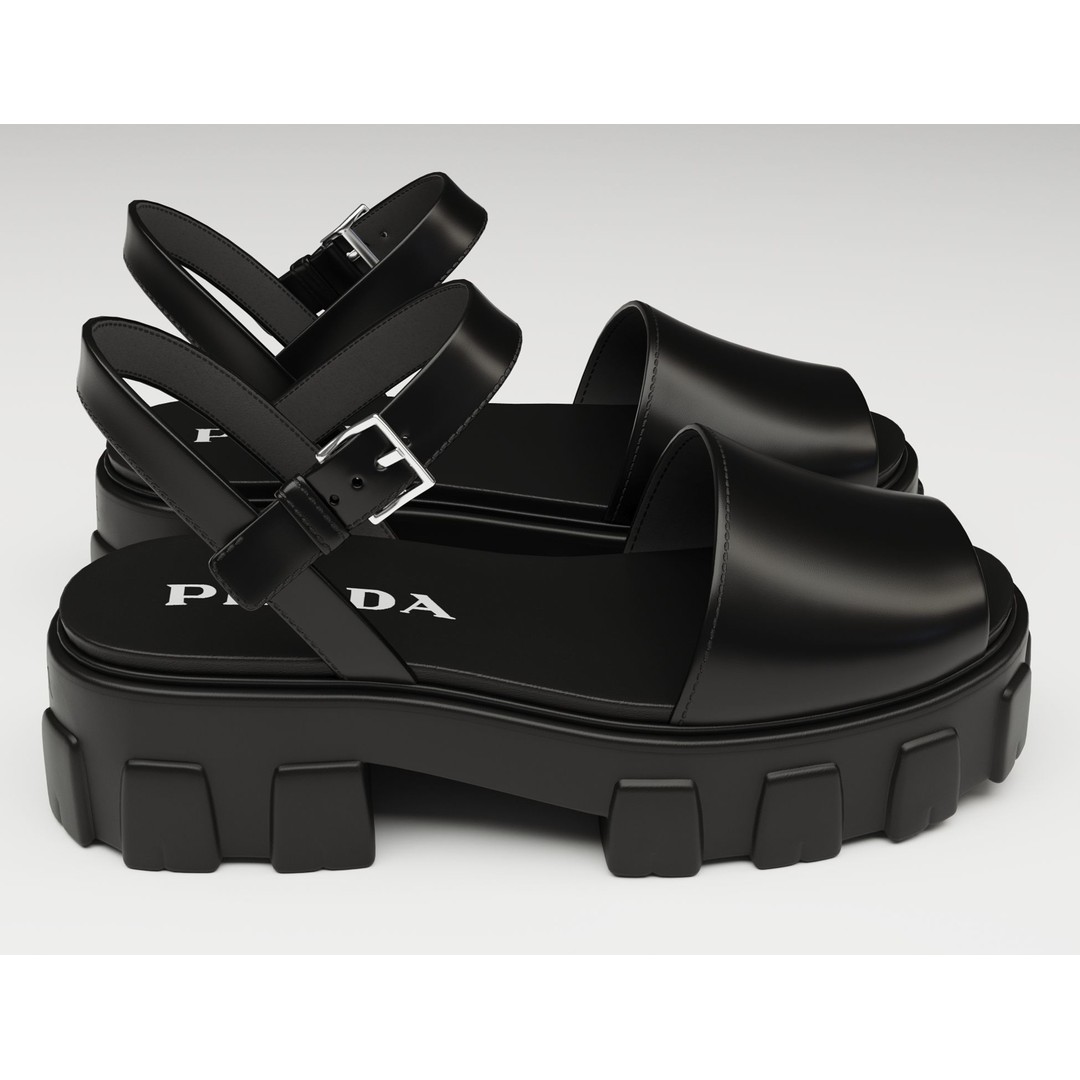 Monolith Platform Sandals 3D Model – Low Poly Game Ready Footwear, FBX - View 3