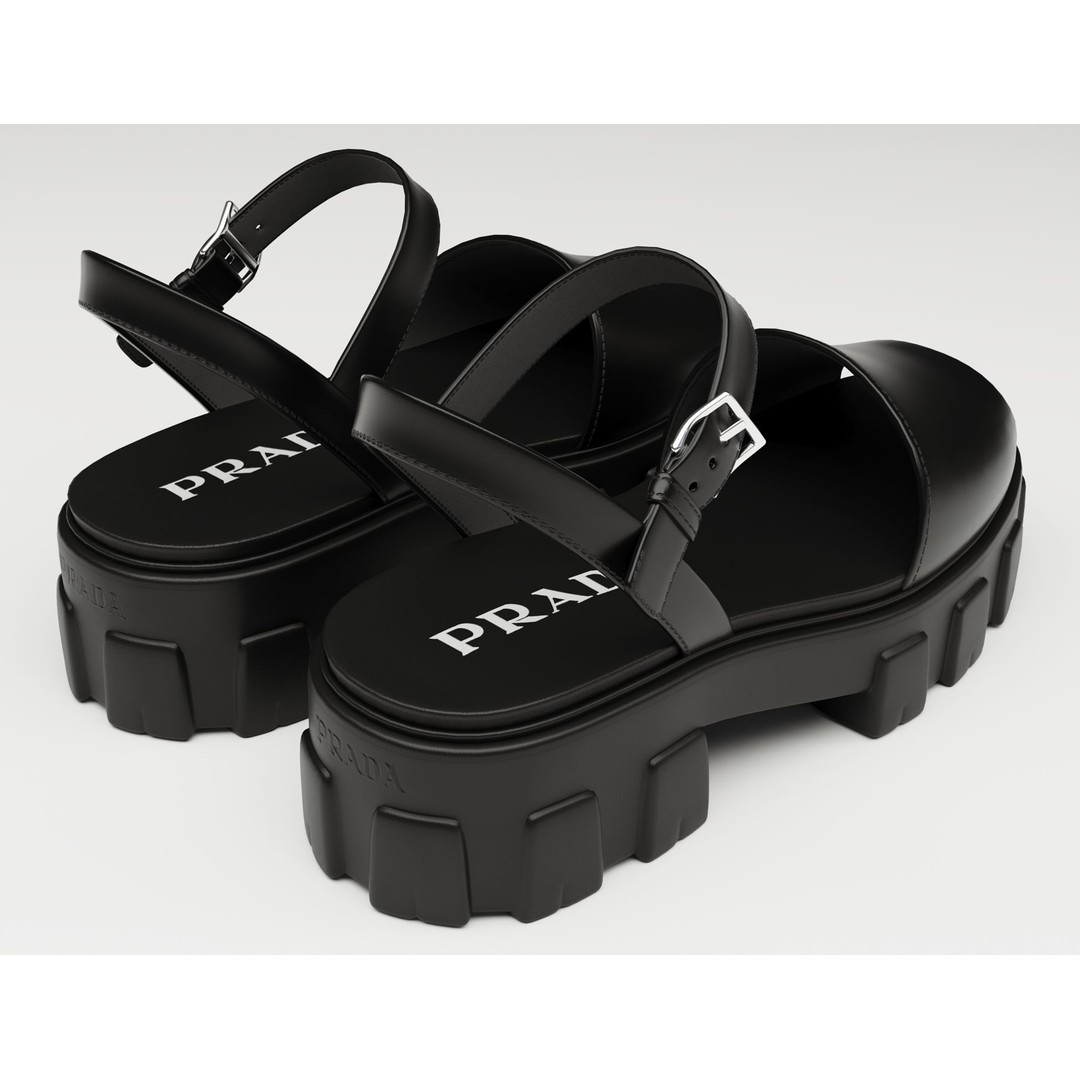 Monolith Platform Sandals 3D Model – Low Poly Game Ready Footwear, FBX - View 4