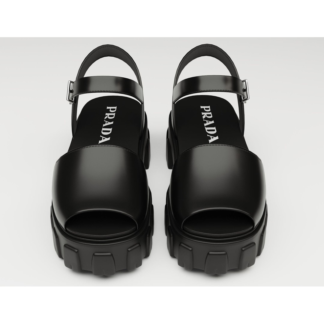 Monolith Platform Sandals 3D Model – Low Poly Game Ready Footwear, FBX - View 6