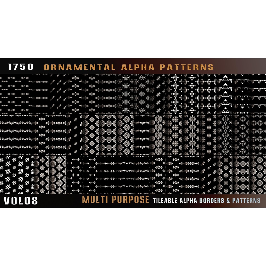 Ornamental Alpha Patterns 3D Model – 1750 Various 4K PNG Textures