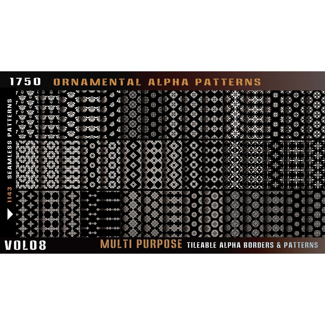 Ornamental Alpha Patterns 3D Model – 1750 Various 4K PNG Textures - View 10