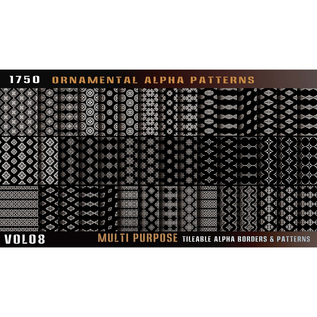 Ornamental Alpha Patterns 3D Model – 1750 Various 4K PNG Textures - View 11