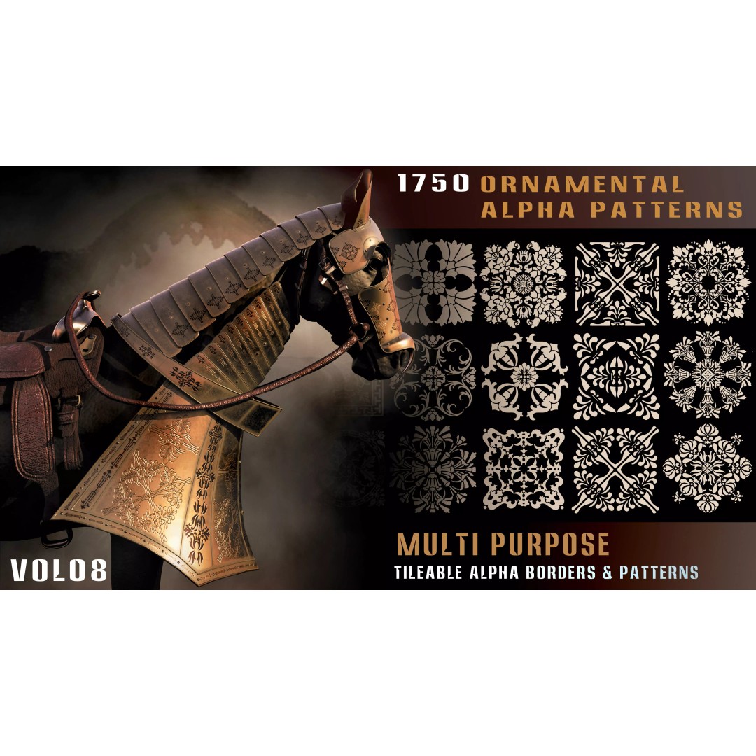 Ornamental Alpha Patterns 3D Model – 1750 Various 4K PNG Textures - View 2