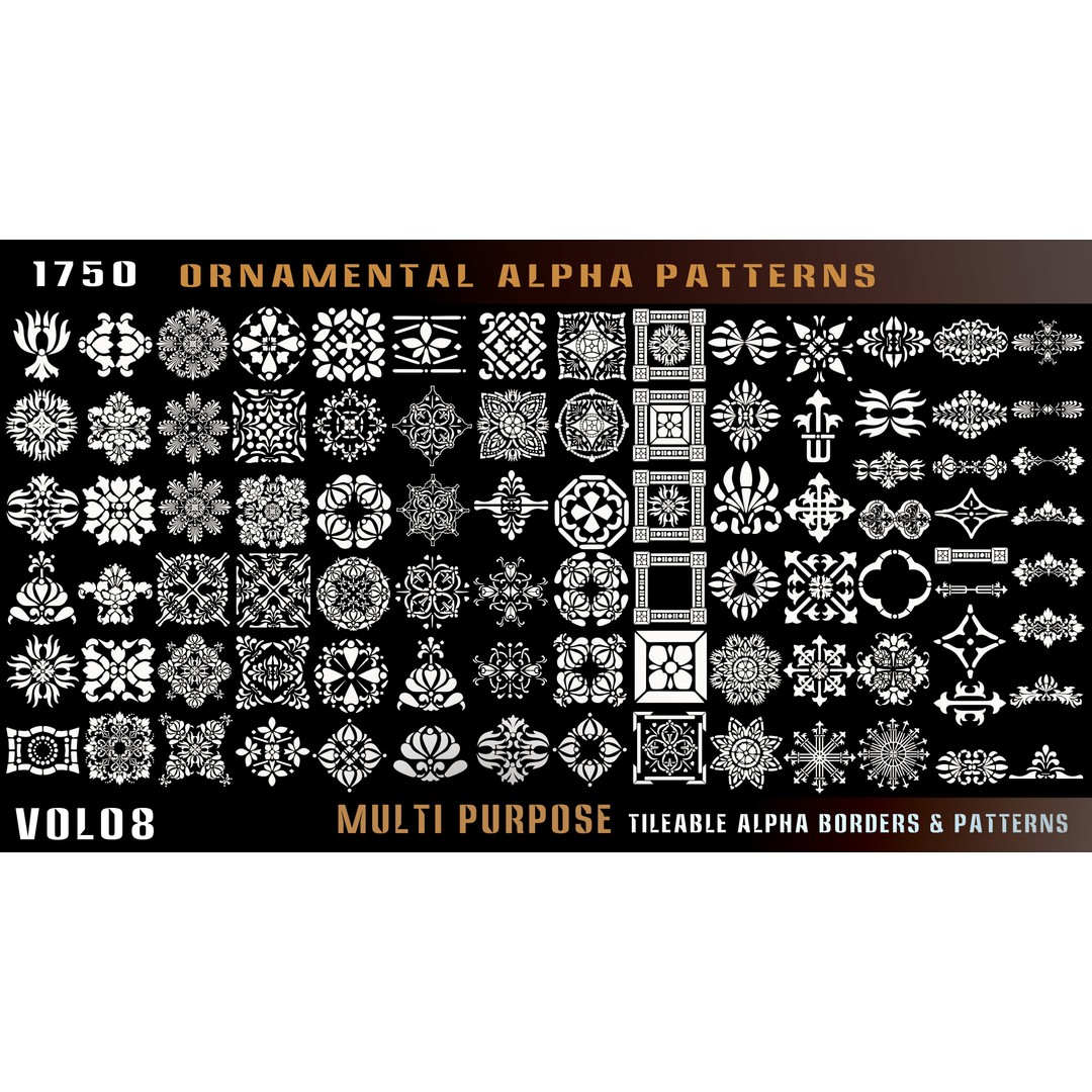 Ornamental Alpha Patterns 3D Model – 1750 Various 4K PNG Textures - View 3