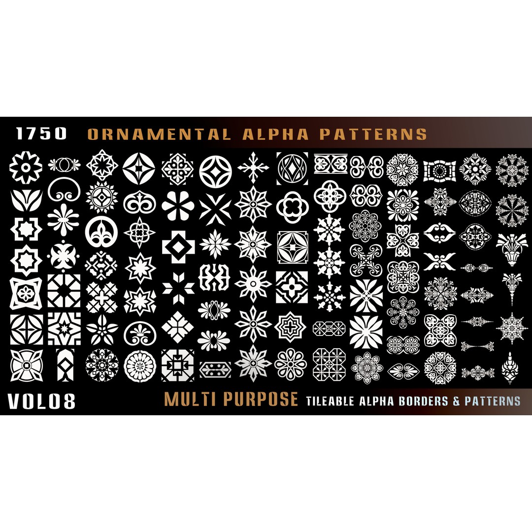 Ornamental Alpha Patterns 3D Model – 1750 Various 4K PNG Textures - View 4