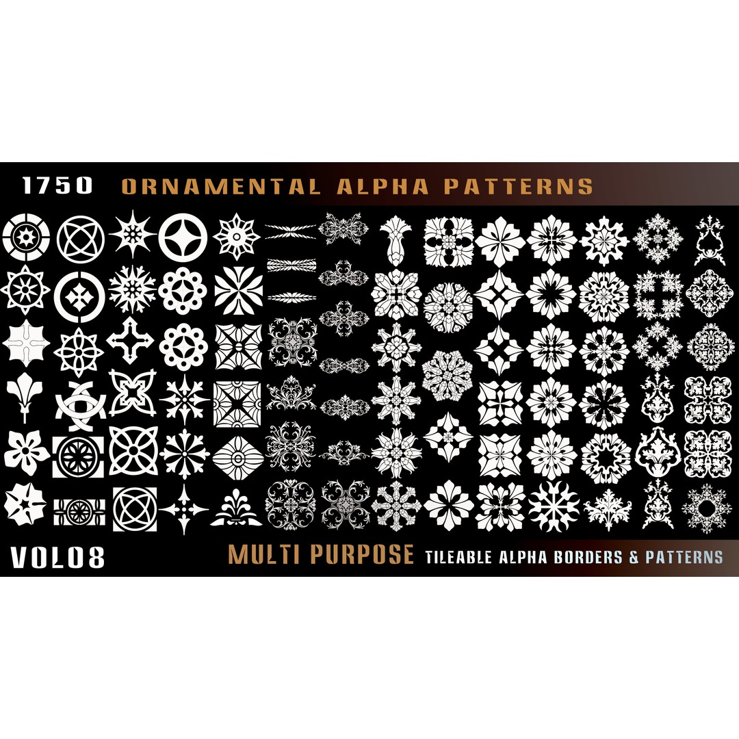 Ornamental Alpha Patterns 3D Model – 1750 Various 4K PNG Textures - View 5