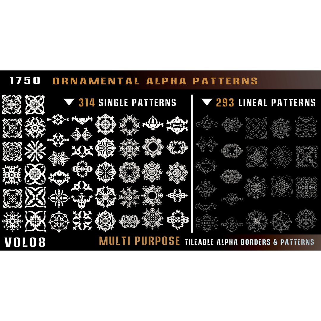 Ornamental Alpha Patterns 3D Model – 1750 Various 4K PNG Textures - View 6