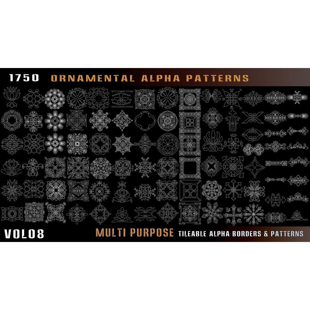 Ornamental Alpha Patterns 3D Model – 1750 Various 4K PNG Textures - View 7