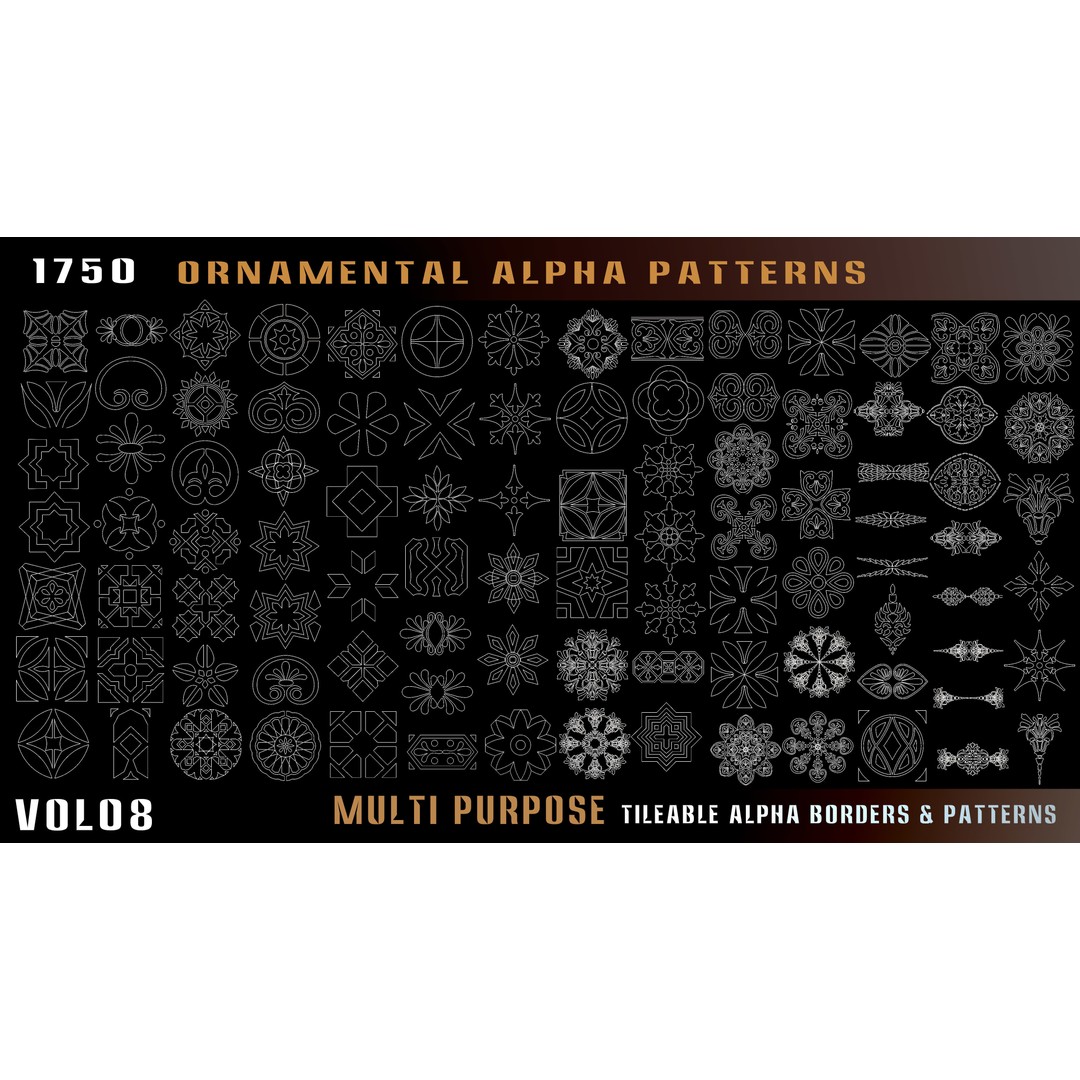 Ornamental Alpha Patterns 3D Model – 1750 Various 4K PNG Textures - View 8