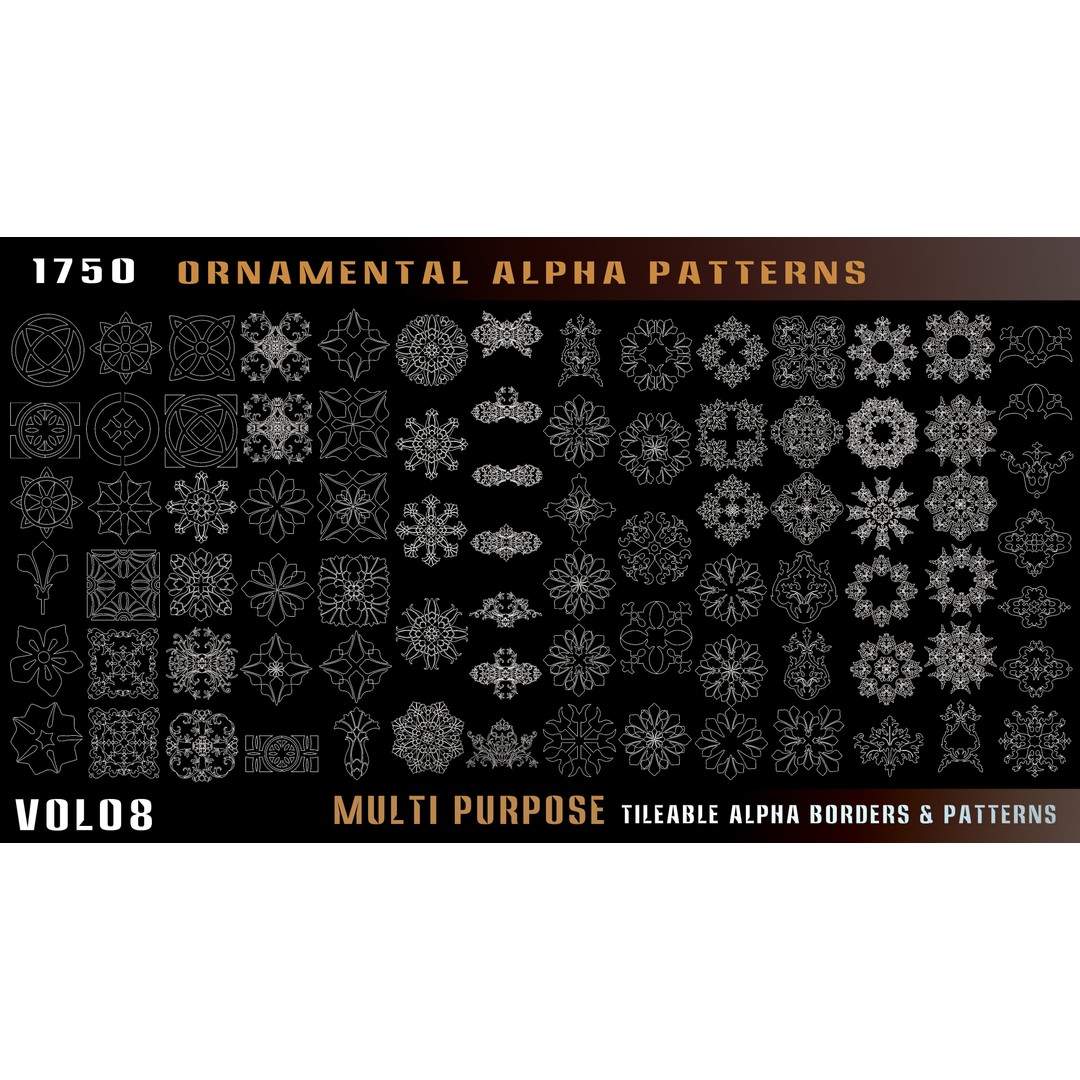 Ornamental Alpha Patterns 3D Model – 1750 Various 4K PNG Textures - View 9