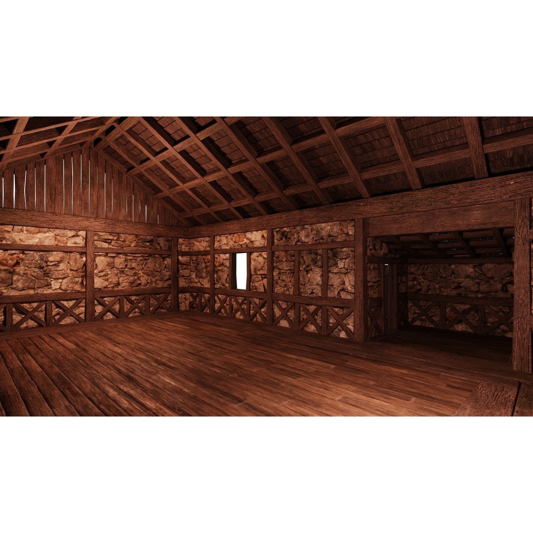Old Medieval Building House 3D Model – Low Poly Game Ready, FBX/OBJ/Blender - View 6