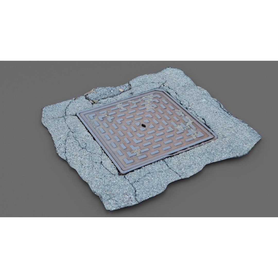 Manhole Cover 3D Model – Photorealistic Raw Scan, PBR Textures, FBX - View 10