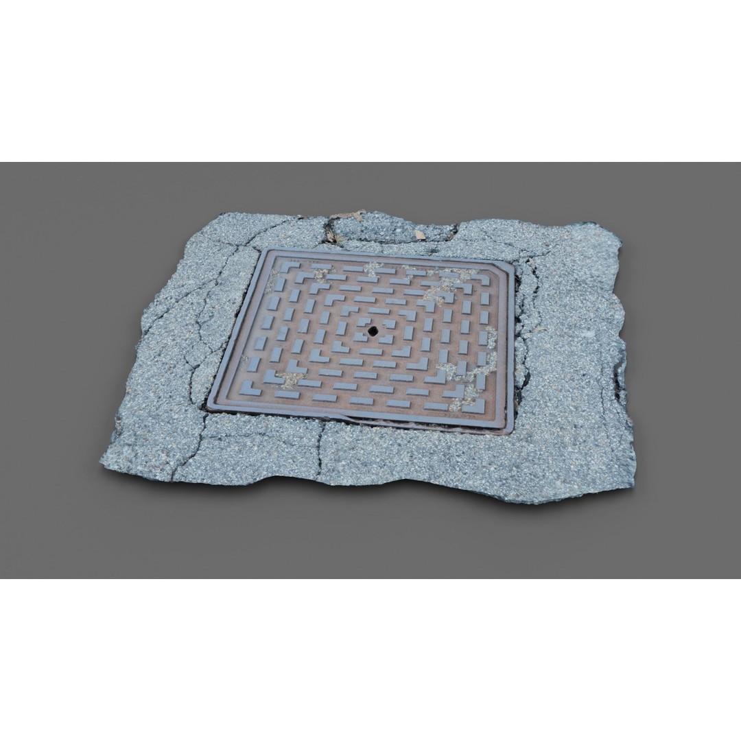 Manhole Cover 3D Model – Photorealistic Raw Scan, PBR Textures, FBX - View 11