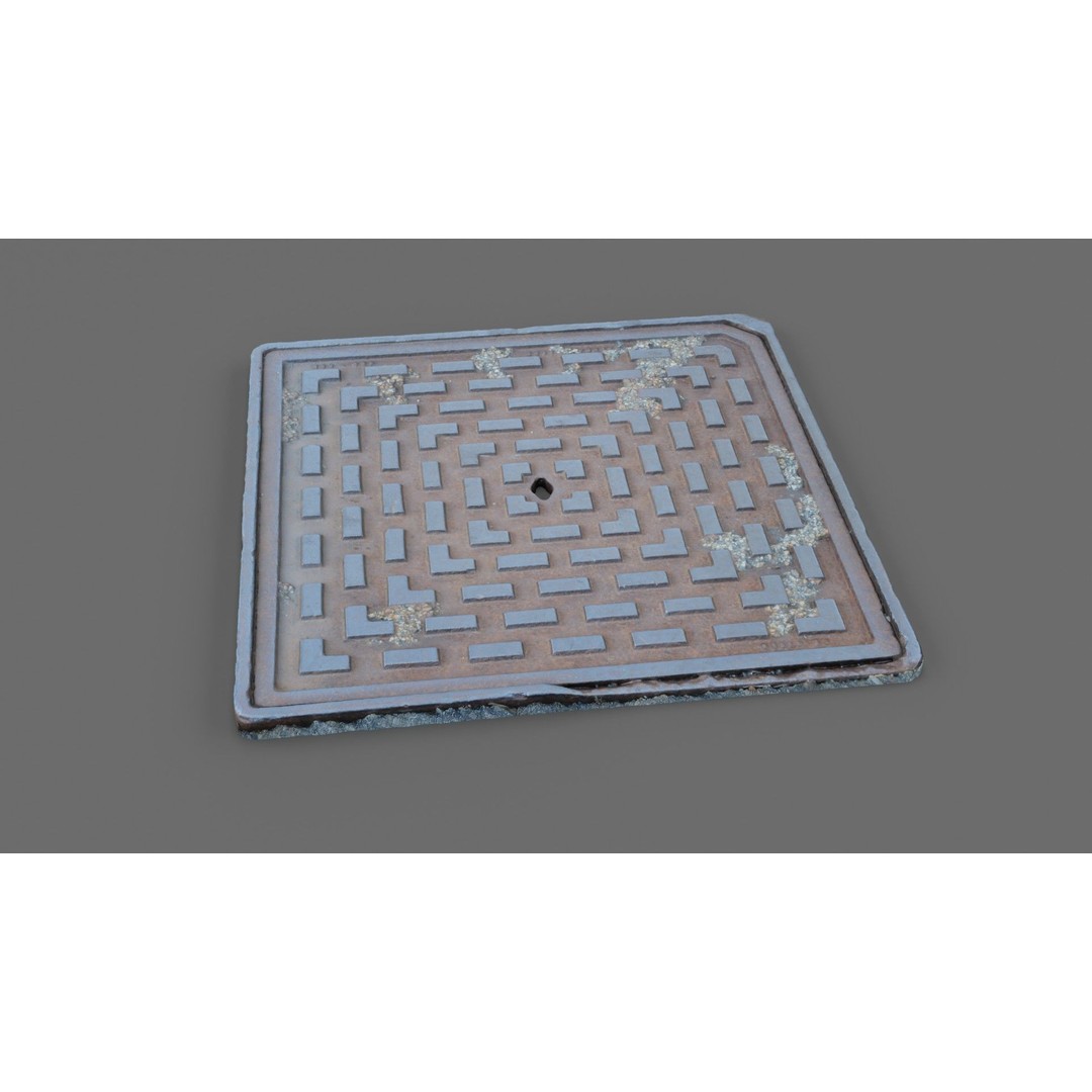 Manhole Cover 3D Model – Photorealistic Raw Scan, PBR Textures, FBX - View 14