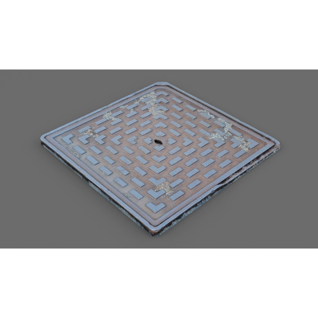 Manhole Cover 3D Model – Photorealistic Raw Scan, PBR Textures, FBX - View 15