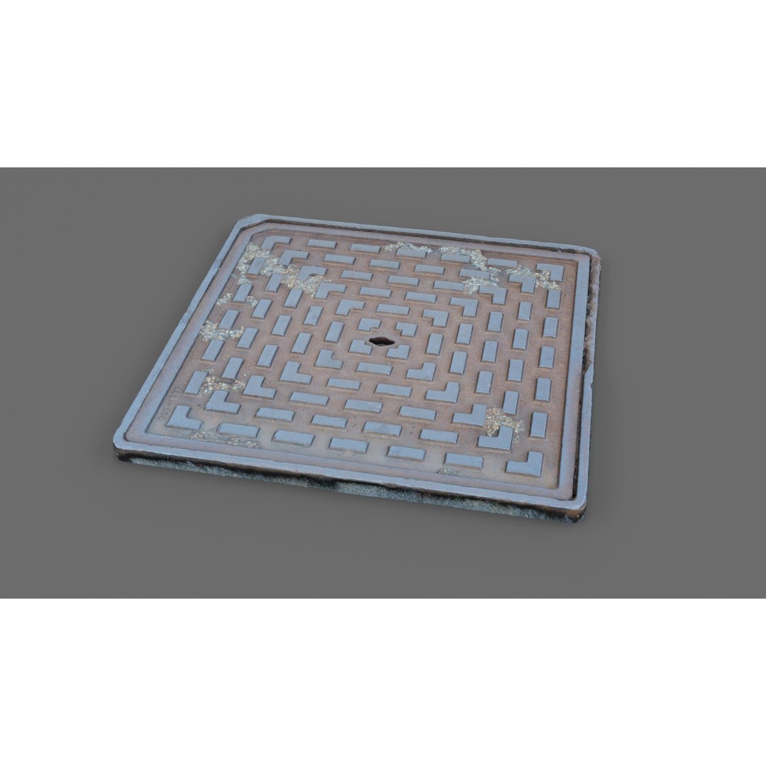 Manhole Cover 3D Model – Photorealistic Raw Scan, PBR Textures, FBX - View 16