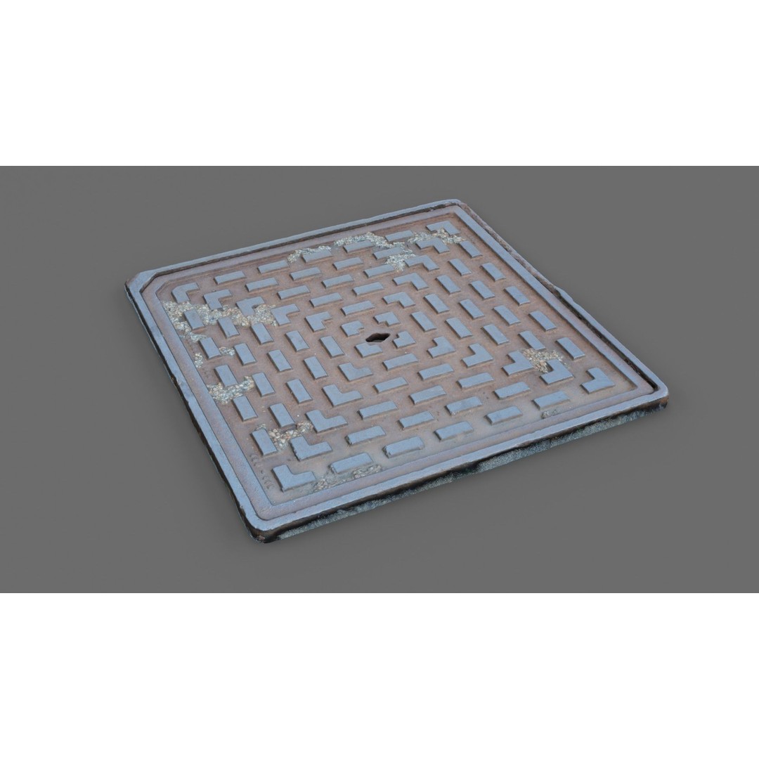 Manhole Cover 3D Model – Photorealistic Raw Scan, PBR Textures, FBX - View 17