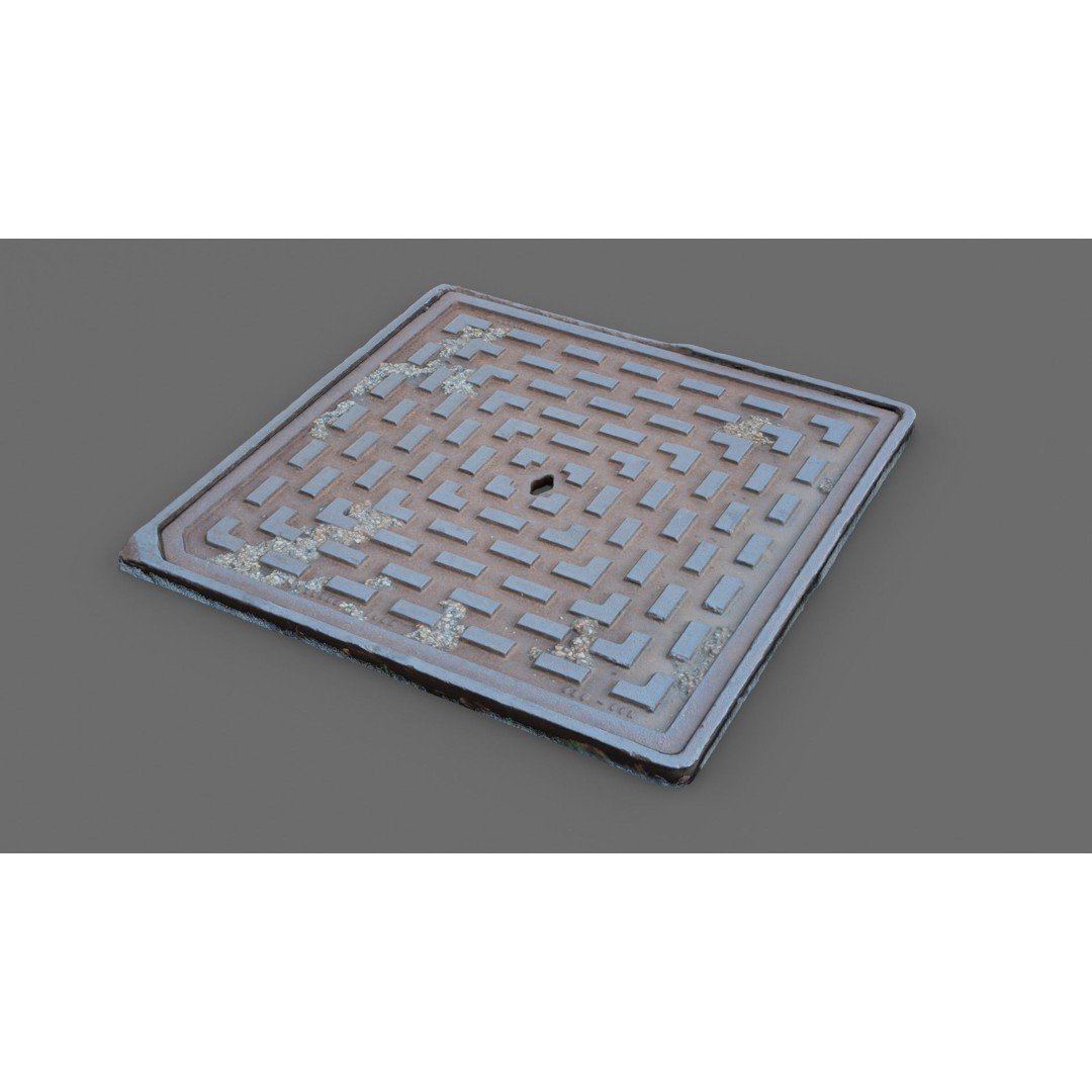Manhole Cover 3D Model – Photorealistic Raw Scan, PBR Textures, FBX - View 18