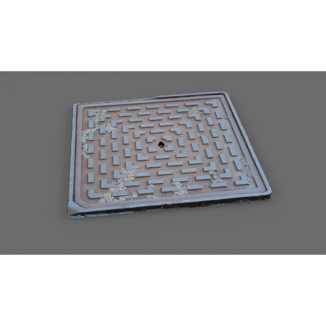 Manhole Cover 3D Model – Photorealistic Raw Scan, PBR Textures, FBX - View 19