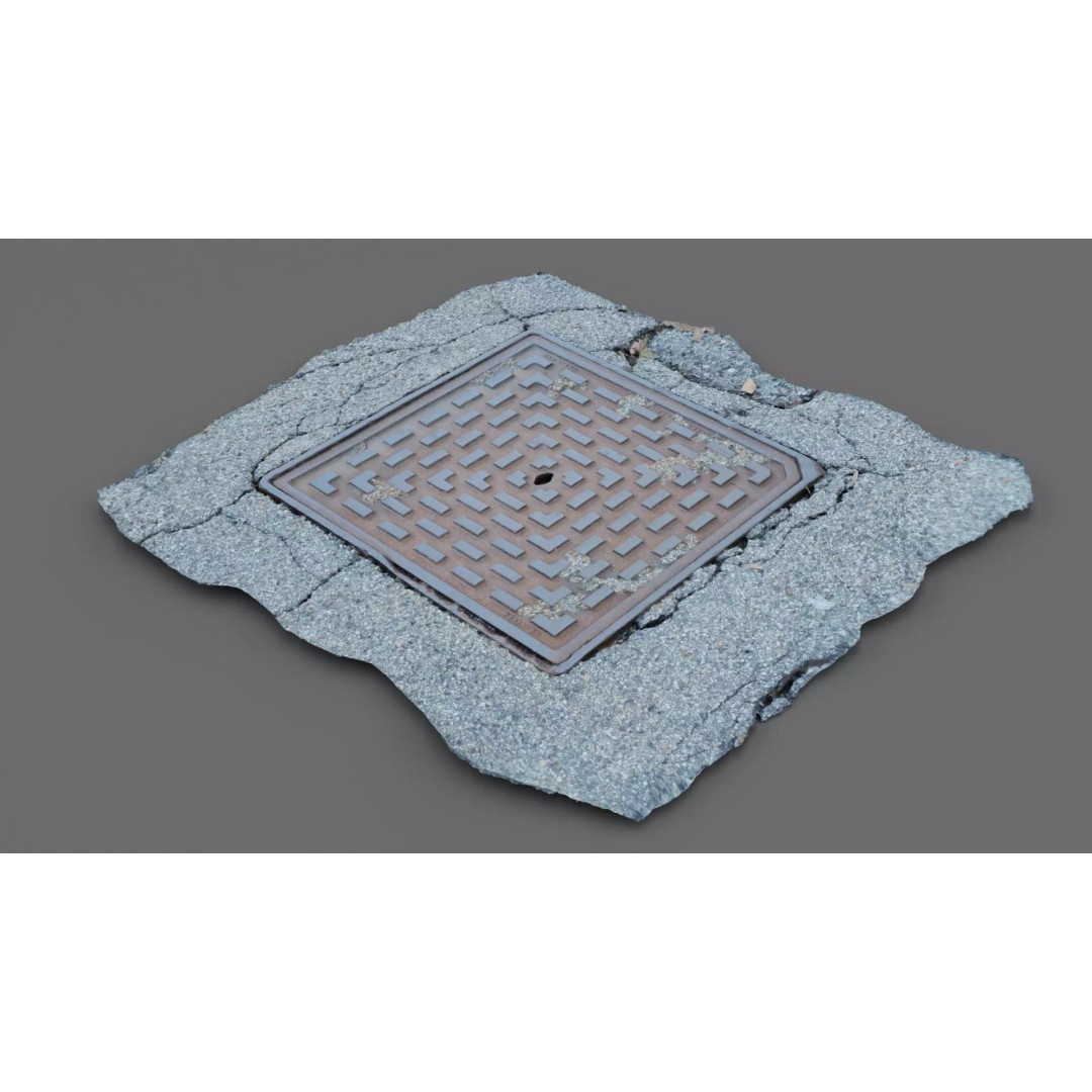 Manhole Cover 3D Model – Photorealistic Raw Scan, PBR Textures, FBX - View 2