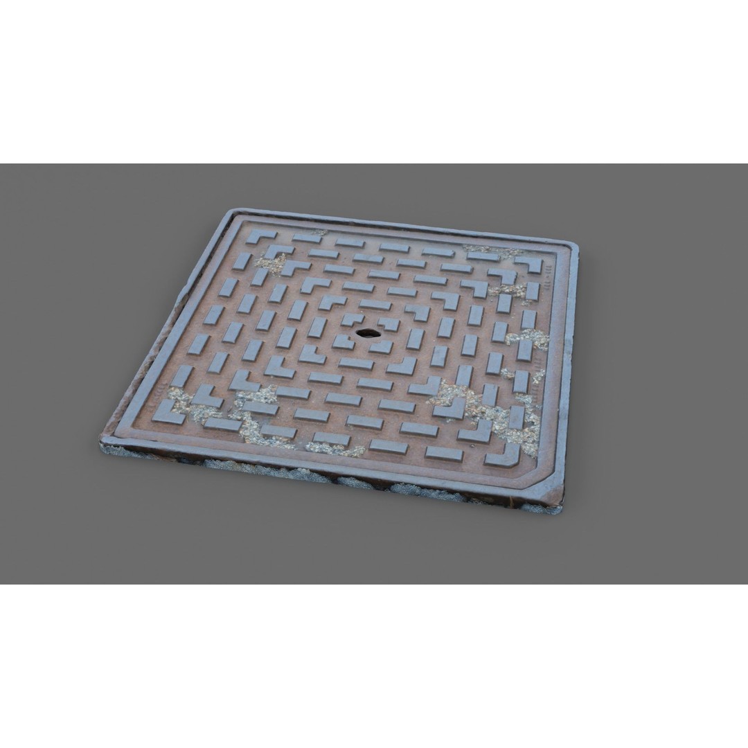 Manhole Cover 3D Model – Photorealistic Raw Scan, PBR Textures, FBX - View 21