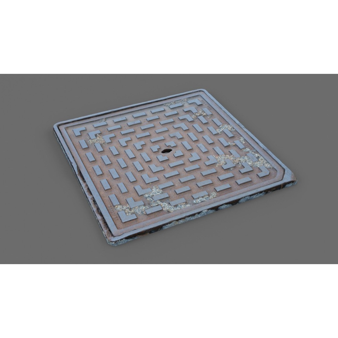 Manhole Cover 3D Model – Photorealistic Raw Scan, PBR Textures, FBX - View 22