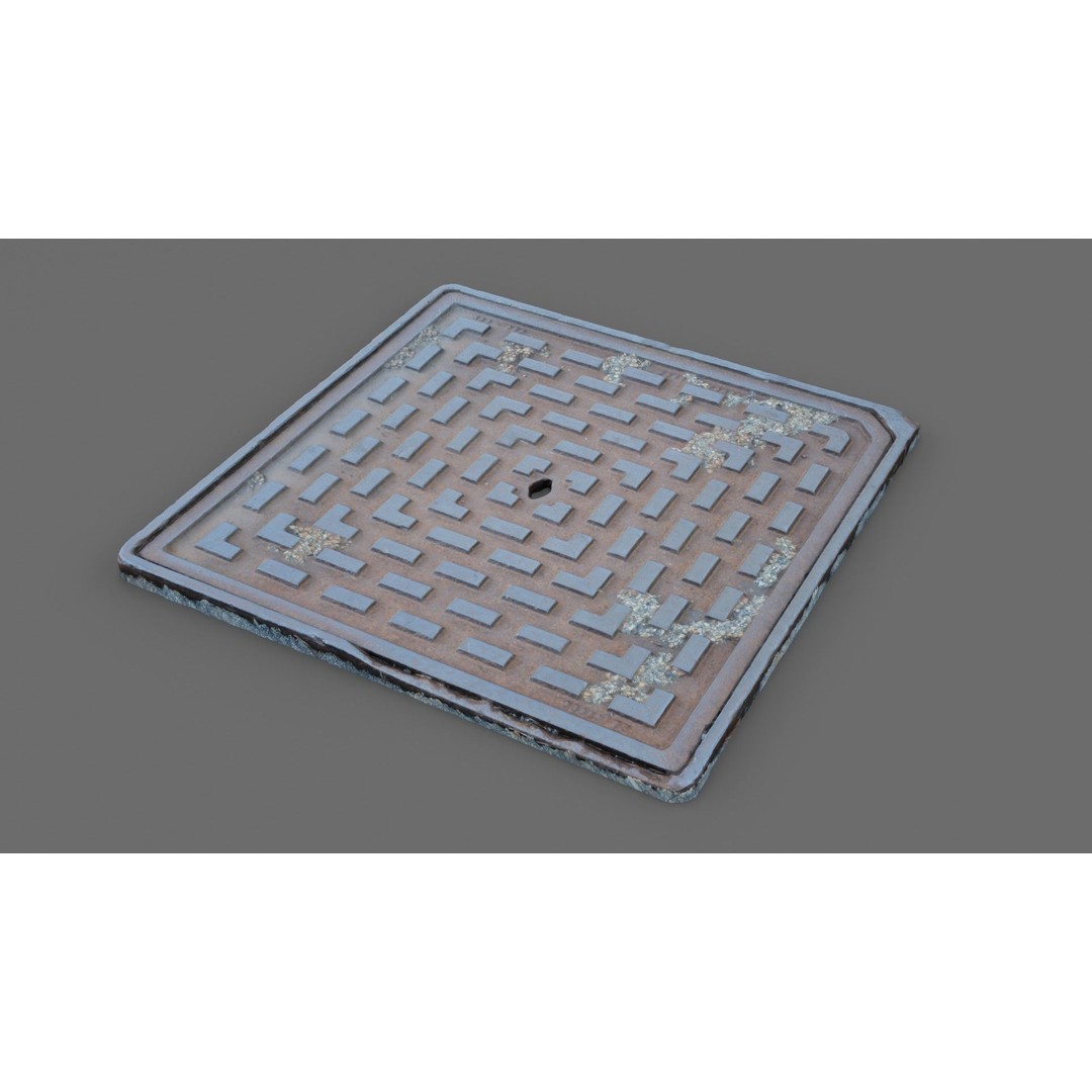 Manhole Cover 3D Model – Photorealistic Raw Scan, PBR Textures, FBX - View 23