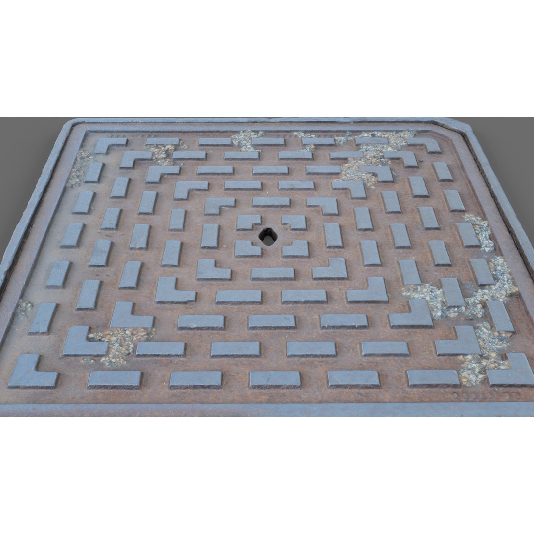 Manhole Cover 3D Model – Photorealistic Raw Scan, PBR Textures, FBX - View 24