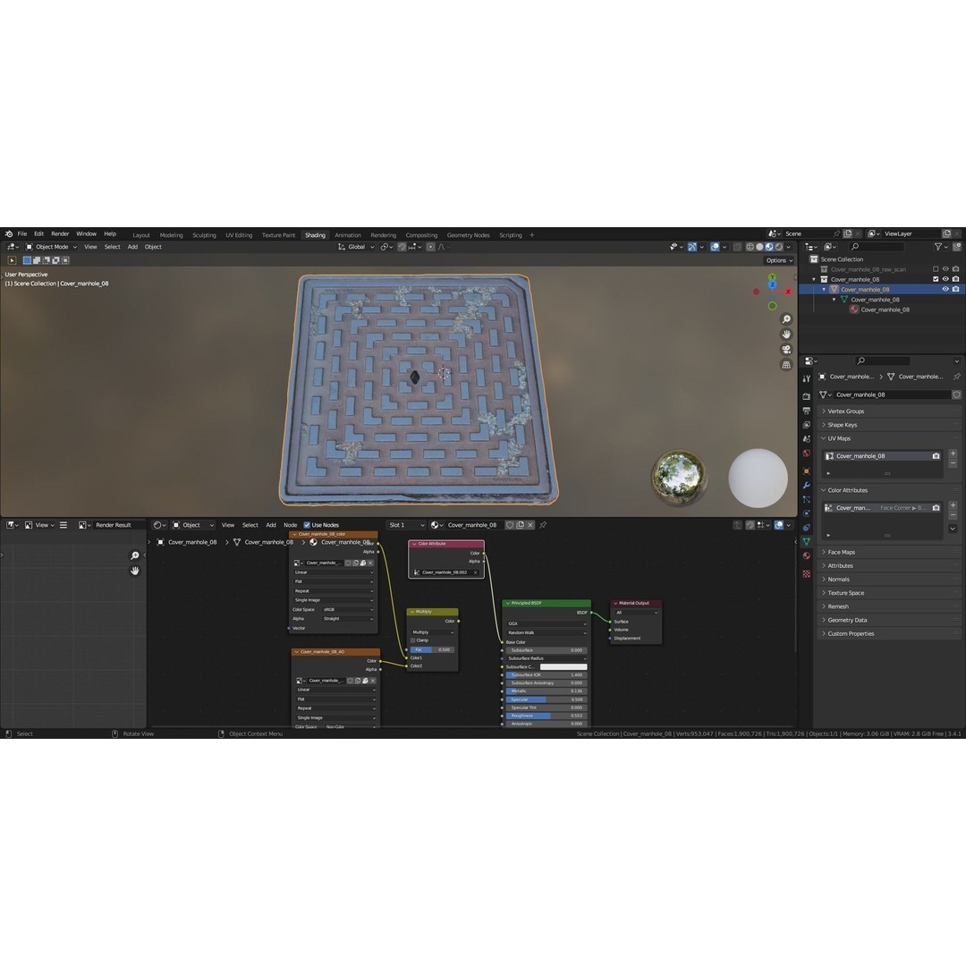 Manhole Cover 3D Model – Photorealistic Raw Scan, PBR Textures, FBX - View 28