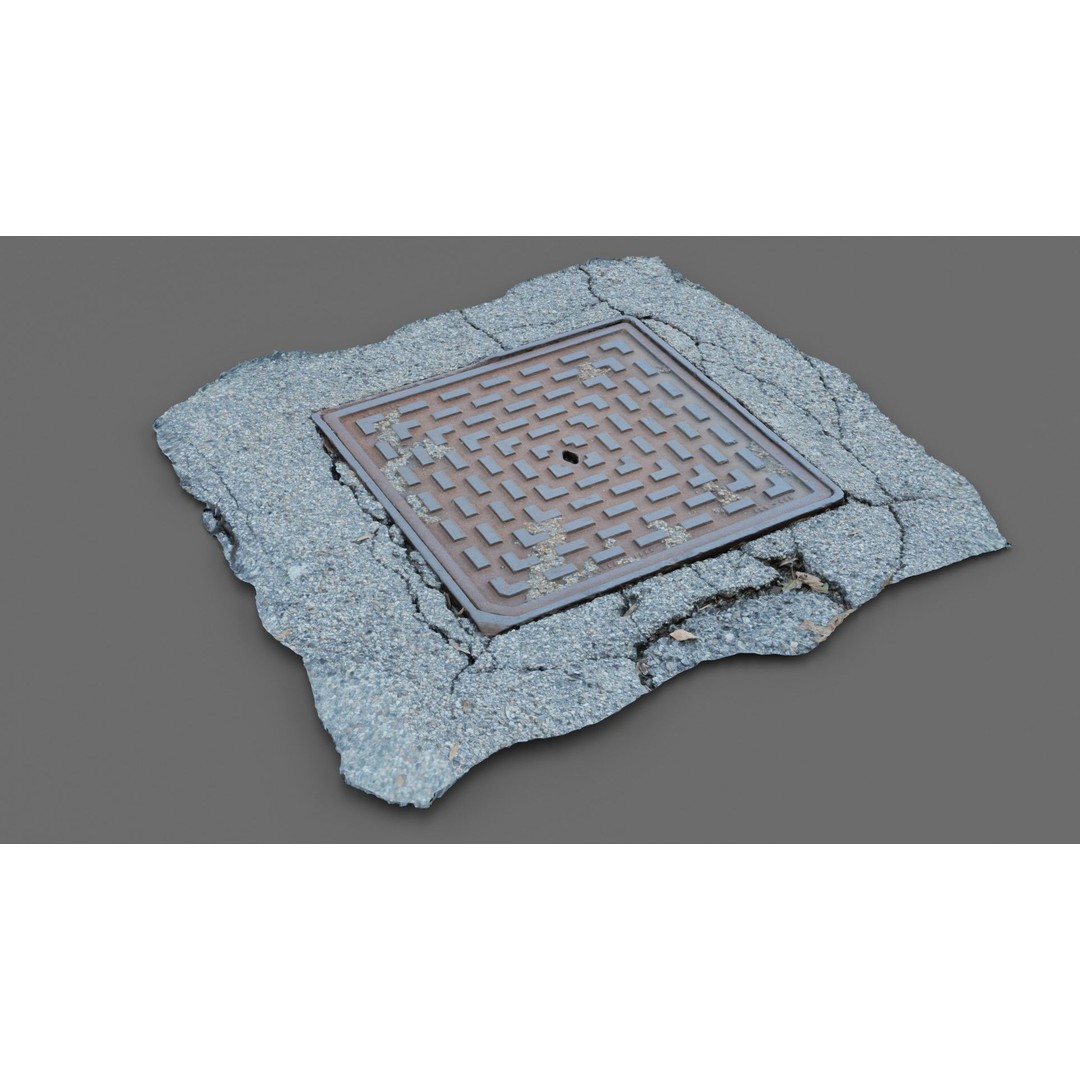 Manhole Cover 3D Model – Photorealistic Raw Scan, PBR Textures, FBX - View 5