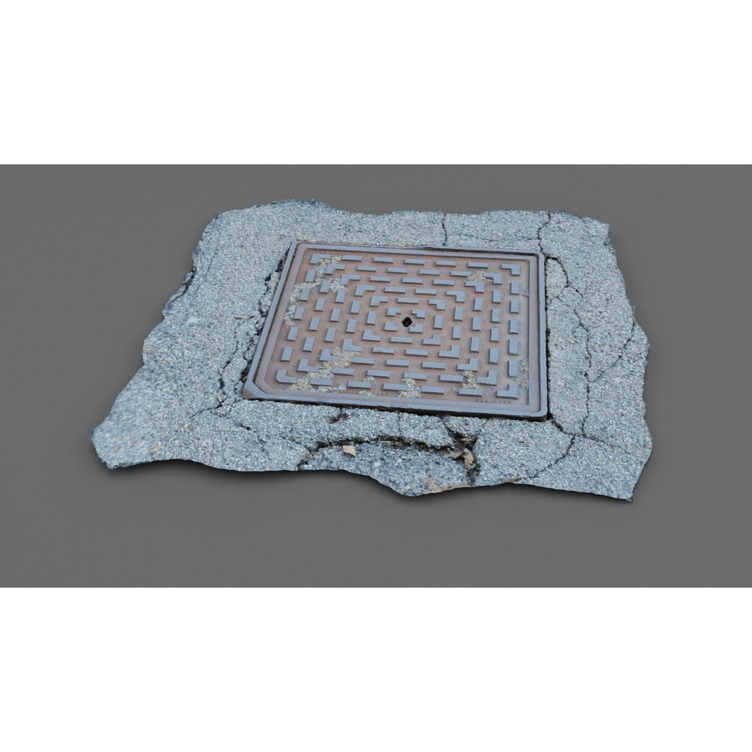 Manhole Cover 3D Model – Photorealistic Raw Scan, PBR Textures, FBX - View 6