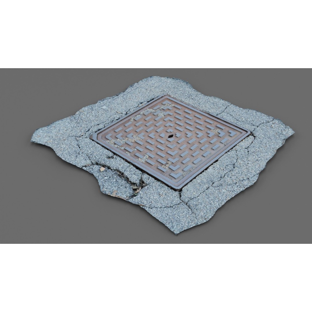 Manhole Cover 3D Model – Photorealistic Raw Scan, PBR Textures, FBX - View 7