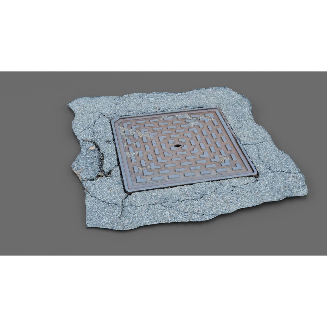 Manhole Cover 3D Model – Photorealistic Raw Scan, PBR Textures, FBX - View 8