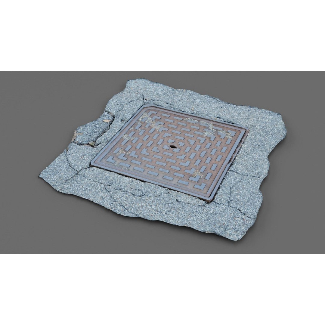 Manhole Cover 3D Model – Photorealistic Raw Scan, PBR Textures, FBX - View 9
