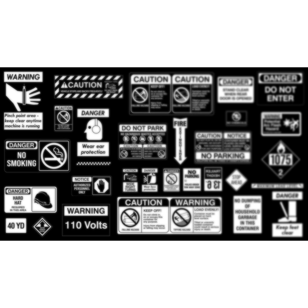 Industrial Sign Decal 3D Model – Sticker & Decal Generator, 400 Textures