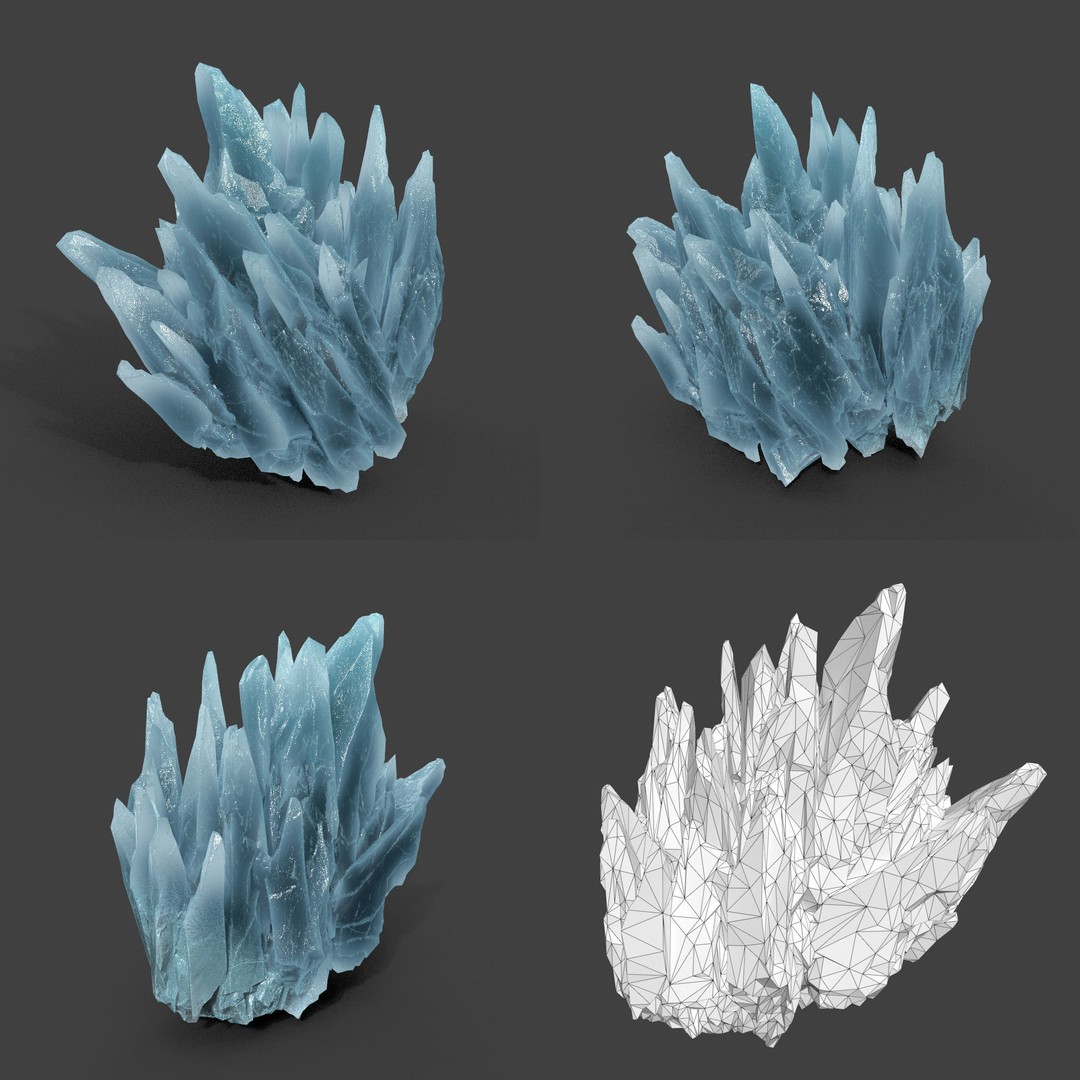 Scifi Spiky Ice 3D Model – Low Poly Landscape with PBR Textures