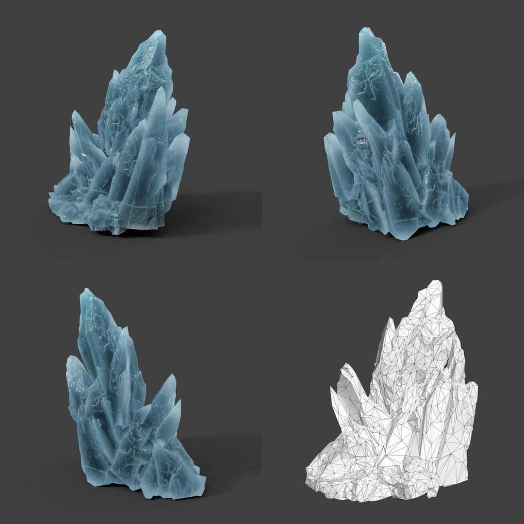 Scifi Spiky Ice 3D Model – Low Poly Landscape with PBR Textures - View 10