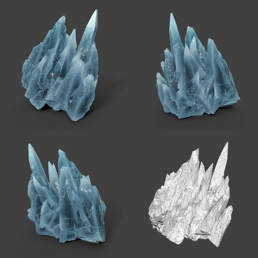 Scifi Spiky Ice 3D Model – Low Poly Landscape with PBR Textures - View 12