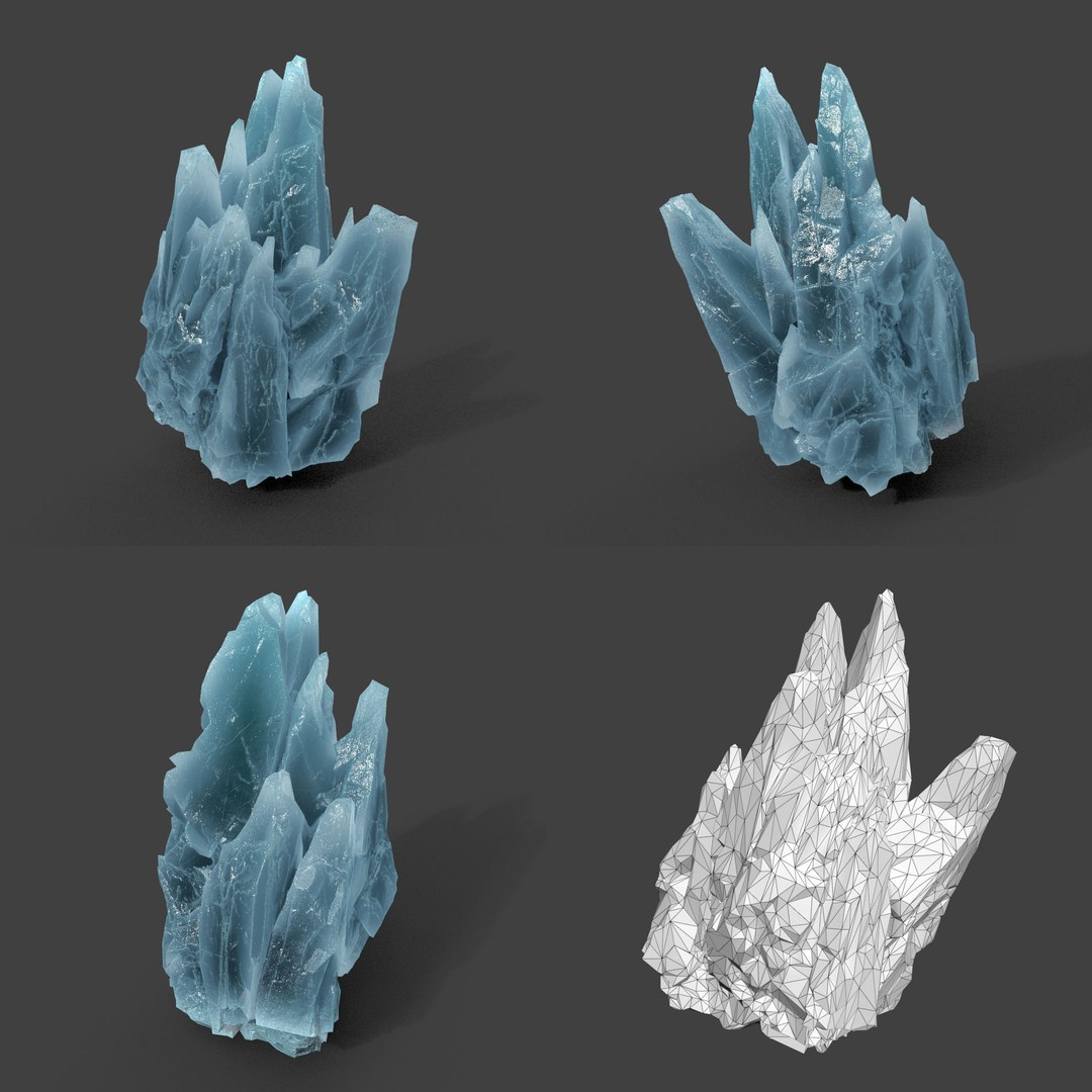 Scifi Spiky Ice 3D Model – Low Poly Landscape with PBR Textures - View 14