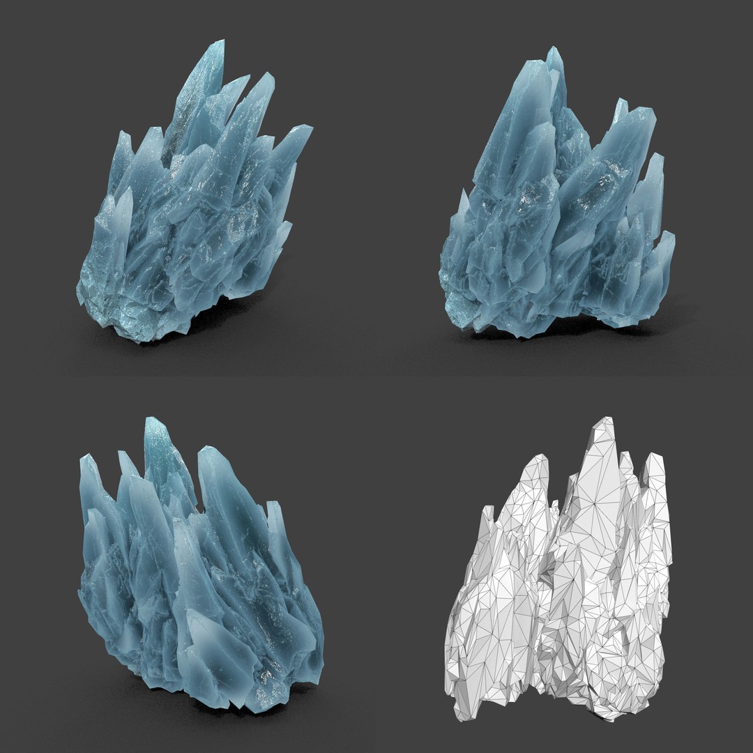 Scifi Spiky Ice 3D Model – Low Poly Landscape with PBR Textures - View 16