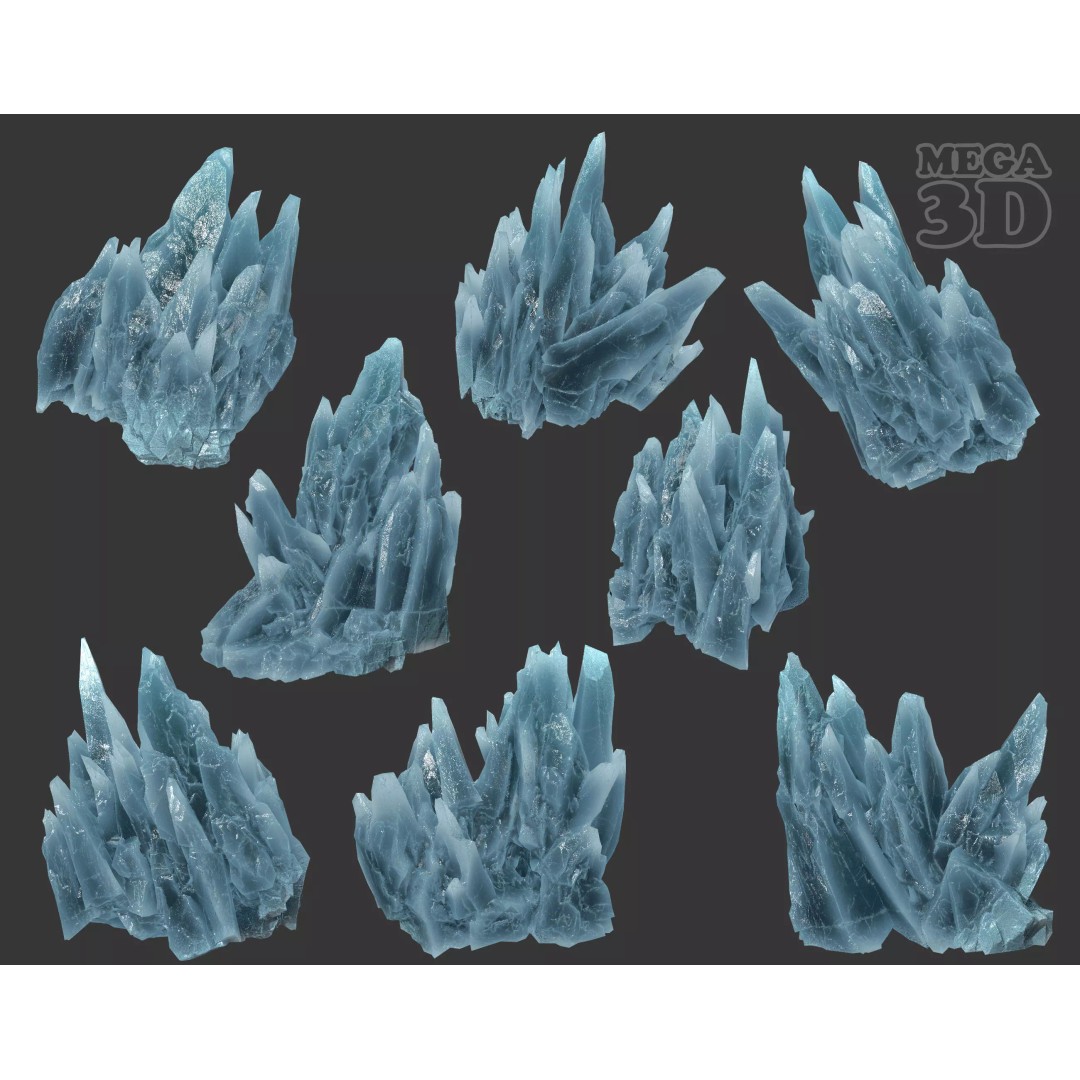 Scifi Spiky Ice 3D Model – Low Poly Landscape with PBR Textures - View 2