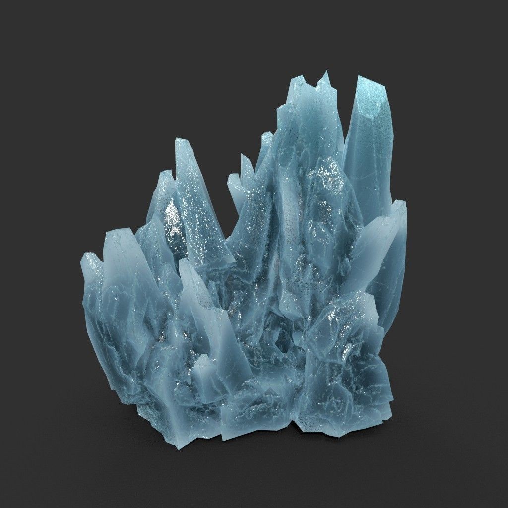 Scifi Spiky Ice 3D Model – Low Poly Landscape with PBR Textures - View 3