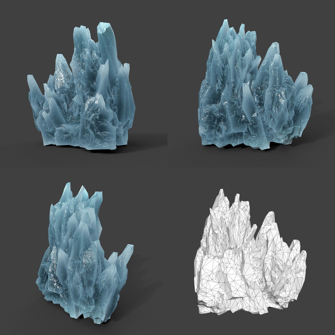 Scifi Spiky Ice 3D Model – Low Poly Landscape with PBR Textures - View 4