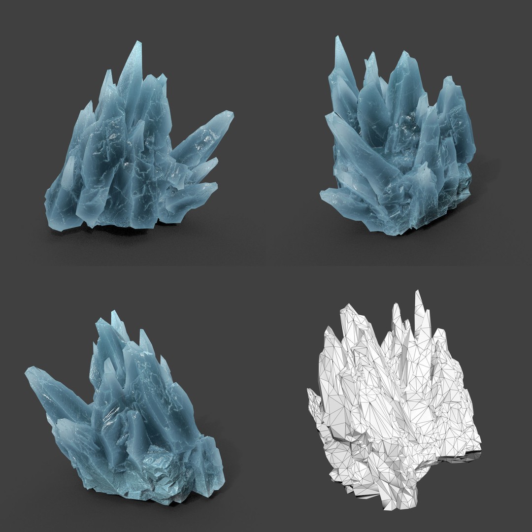 Scifi Spiky Ice 3D Model – Low Poly Landscape with PBR Textures - View 6