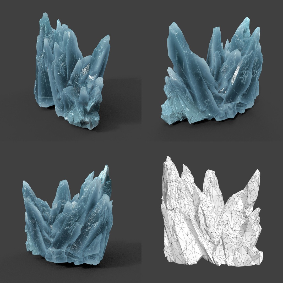 Scifi Spiky Ice 3D Model – Low Poly Landscape with PBR Textures - View 8
