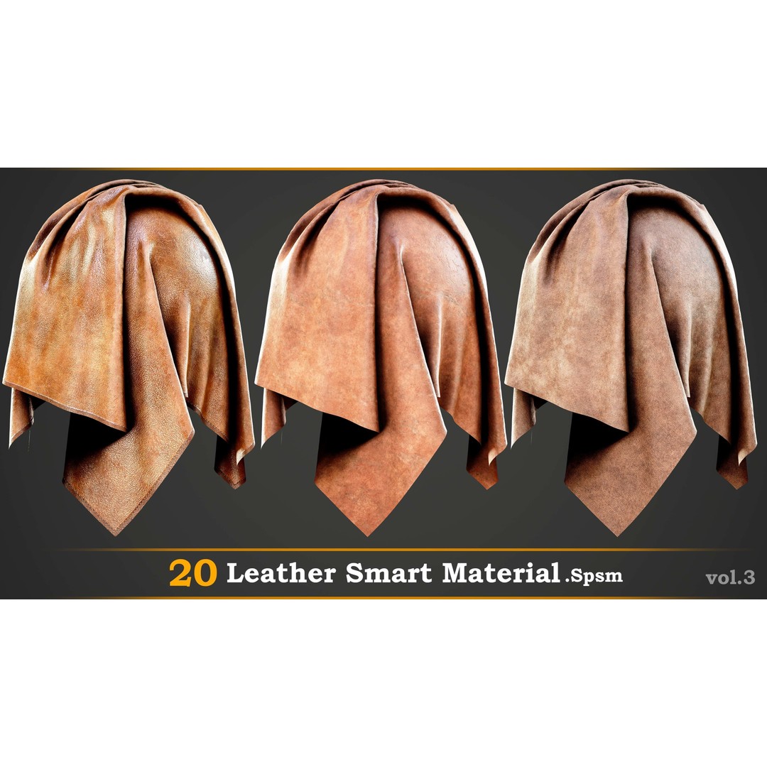 Leather Smart Material 3D Model – High Quality Textures for Substance Painter - View 3